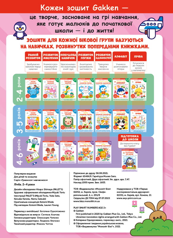 Розумні ігри. Лічба. 2–4 роки + наліпки і багаторазові сторінки для малювання / Gakken