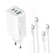 Фото - Сетевое зарядное устройство ColorWay GaN Mini 65W PD Port PPS USB (USB-2C1A) White (CW-CHS058PDCL-WT) + кабель Type-C&Lightning | click.ua