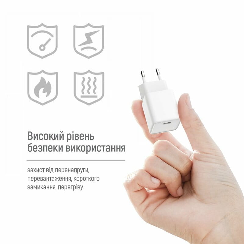 Мережевий зарядний пристрій ColorWay GaN Mini 30W PD Port PPS USB-C White (CW-CHS054PD-WT)