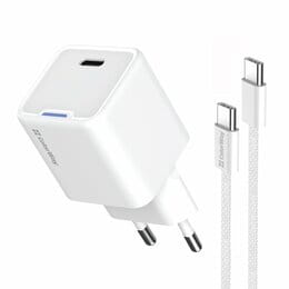 Сетевое зарядное устройство ColorWay GaN Mini 35W PD Port PPS USB-C White (CW-CHS056PDC-WT) + кабель USB Type-C