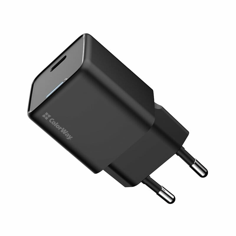 Сетевое зарядное устройство ColorWay GaN Mini 25W PD Port PPS USB-C Black (CW-CHS052PD-BK)