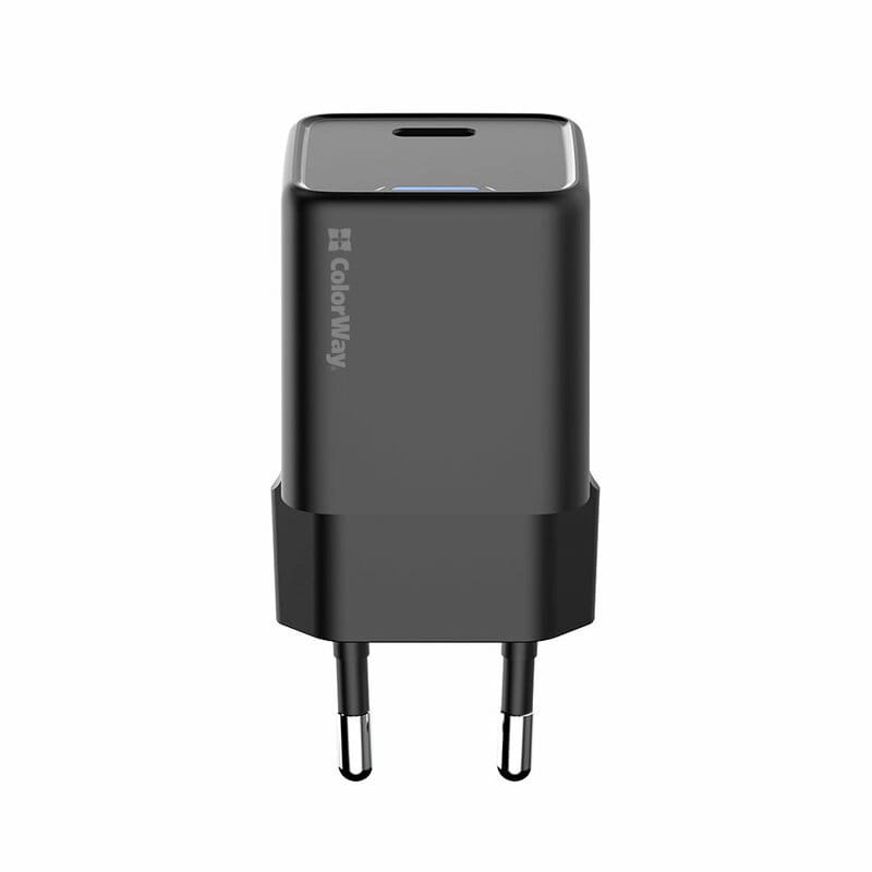 Сетевое зарядное устройство ColorWay GaN Mini 25W PD Port PPS USB-C Black (CW-CHS052PD-BK)