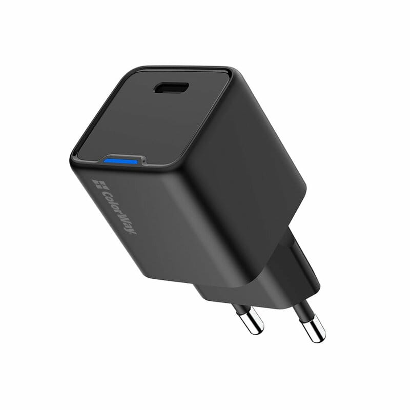Сетевое зарядное устройство ColorWay GaN Mini 25W PD Port PPS USB-C Black (CW-CHS052PD-BK)