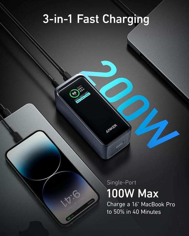 Універсальна мобільна батарея Anker Prime 20000mAh 200W Black (A1336011)