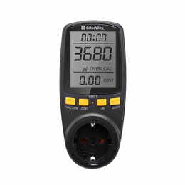 Энергометр цифровой (W/V/A/C/Hz/KWh) СolorWay для розетки (16A/3680W) (CW-VM16-02D)