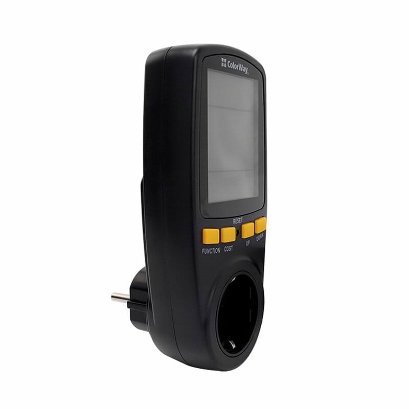 Энергометр цифровой (W/V/A/C/Hz/KWh) СolorWay для розетки (16A/3680W) (CW-VM16-02D)