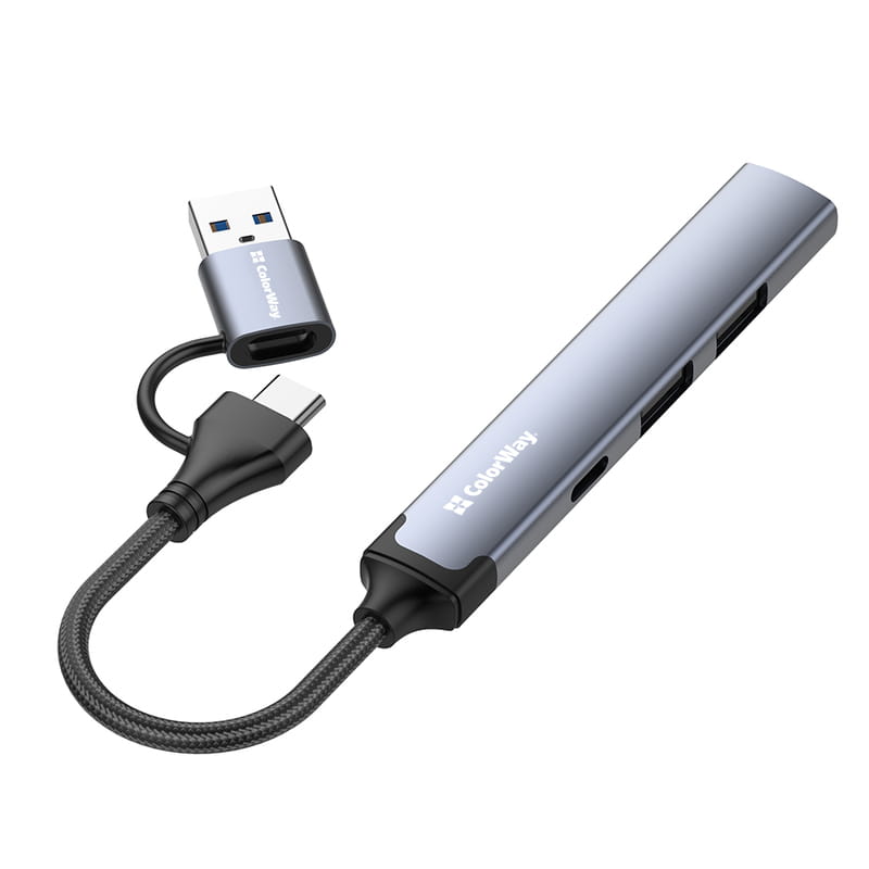 Концентратор СolorWay USB-A/USB-C 4-в-1 USB2.0х2/USB3.0/USB-C2.0 (CW-HUB06)