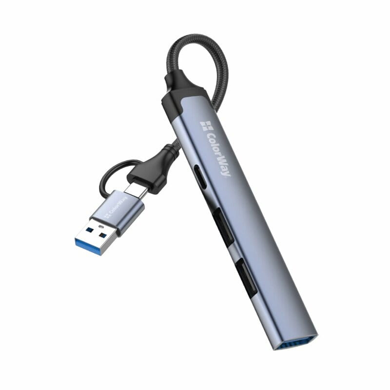 Концентратор СolorWay USB-A/USB-C 4-в-1 USB2.0х2/USB3.0/USB-C2.0 (CW-HUB06)