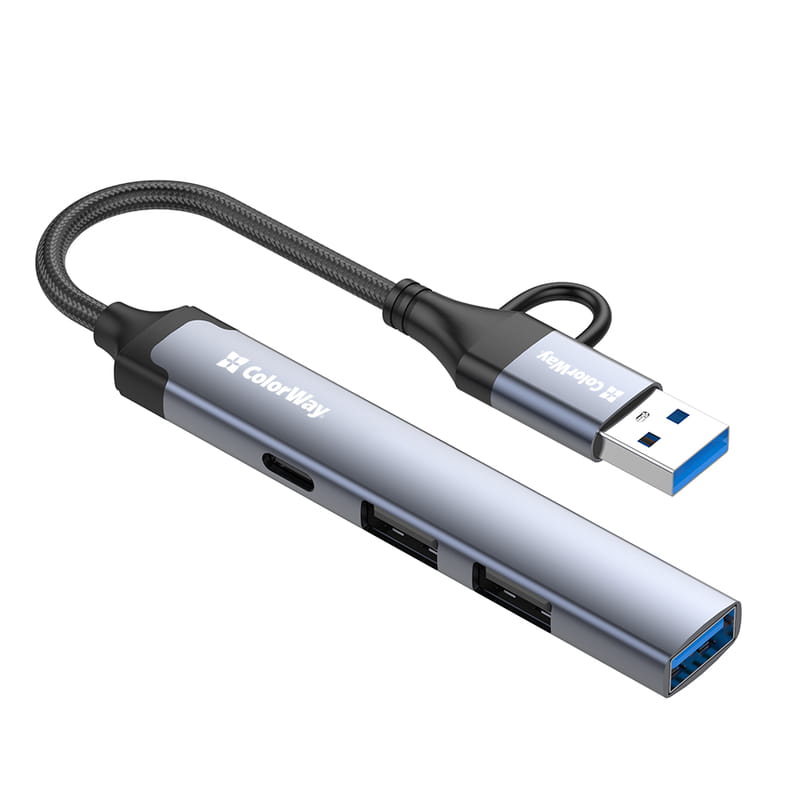 Концентратор СolorWay USB-A/USB-C 4-в-1 USB2.0х2/USB3.0/USB-C2.0 (CW-HUB06)