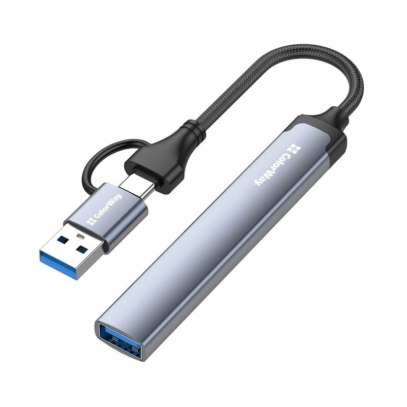 Концентратор СolorWay USB-A/USB-C 4-в-1 USB2.0х2/USB3.0/USB-C2.0 (CW-HUB06)