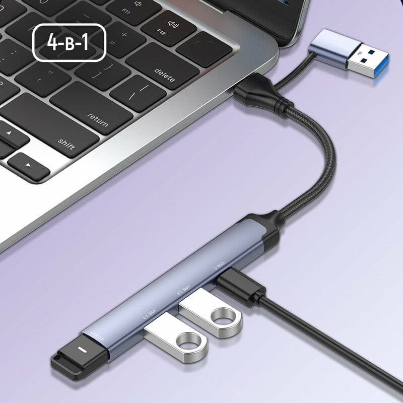 Концентратор СolorWay USB-A/USB-C 4-в-1 USB2.0х2/USB3.0/USB-C2.0 (CW-HUB06)