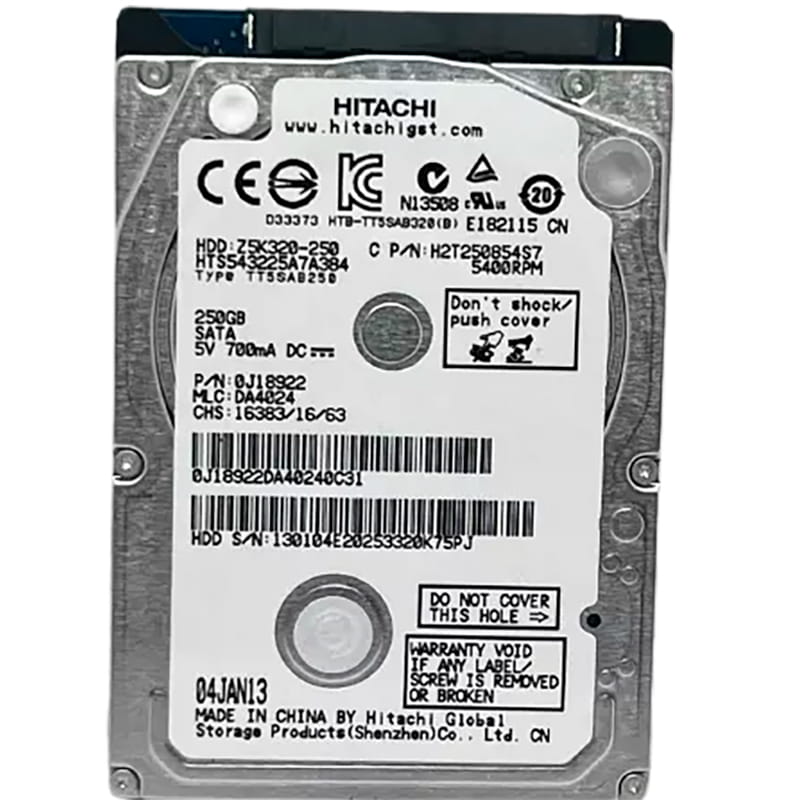 Накопитель HDD 2.5" SATA  250Gb Hitachi, 8Mb, 5400 rpm (HTS543225A7A384) Refurbished