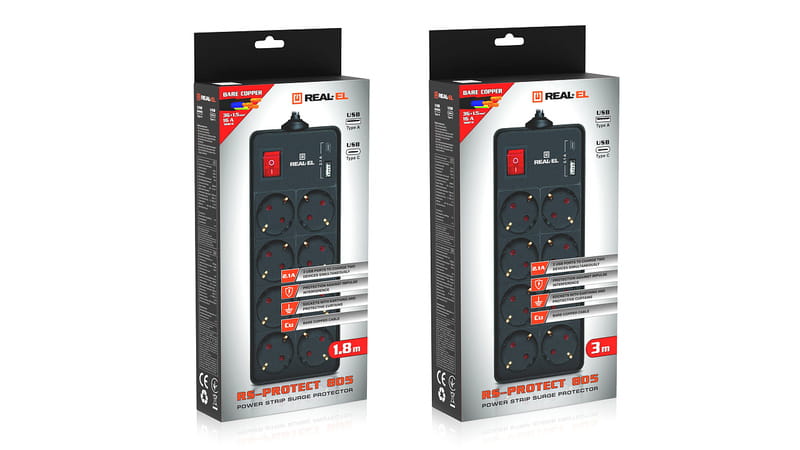 Фільтр живлення REAL-EL RS-Protect 805 3м Black (EL122300043)