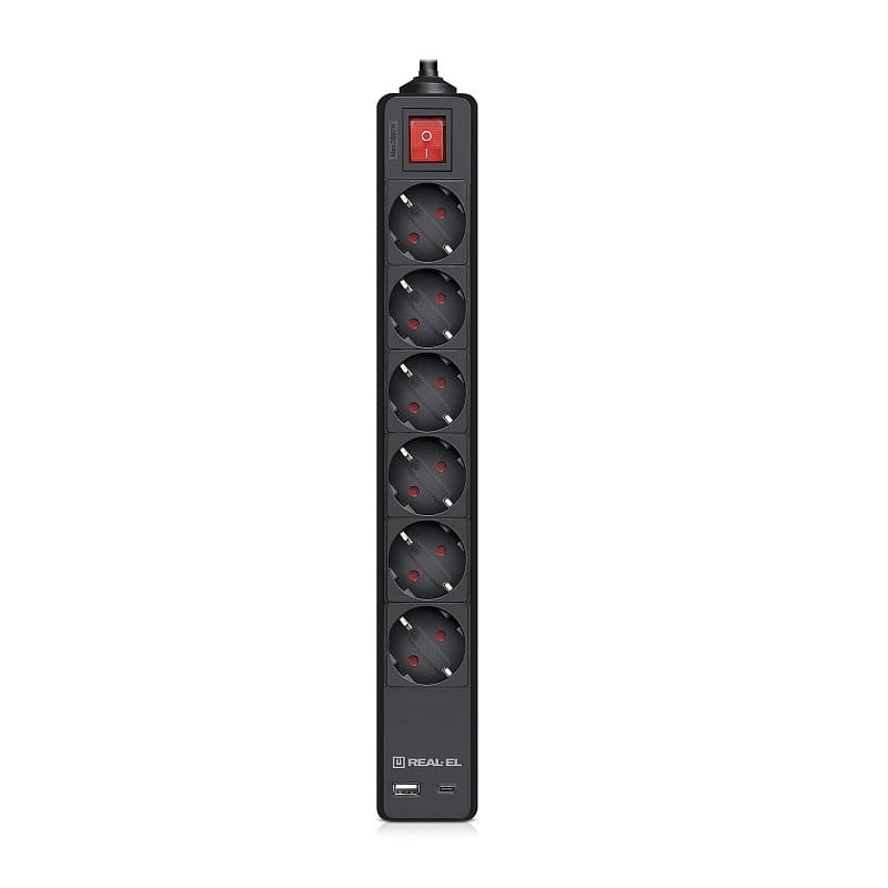 Фільтр живлення REAL-EL RS-Protect 605 3м Black (EL122300041)