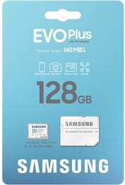 Купить Карта памяти MicroSDXC 128GB UHS-I/U3 Class 10 Samsung Evo Plus R160MB/s + SD-адаптер (MB-MC128SA/EU) Карта памяти MicroSDXC 128GB UHS-I/U3 Class 10 Samsung Evo Plus R160MB/s + SD-адаптер (MB-MC128SA/EU)