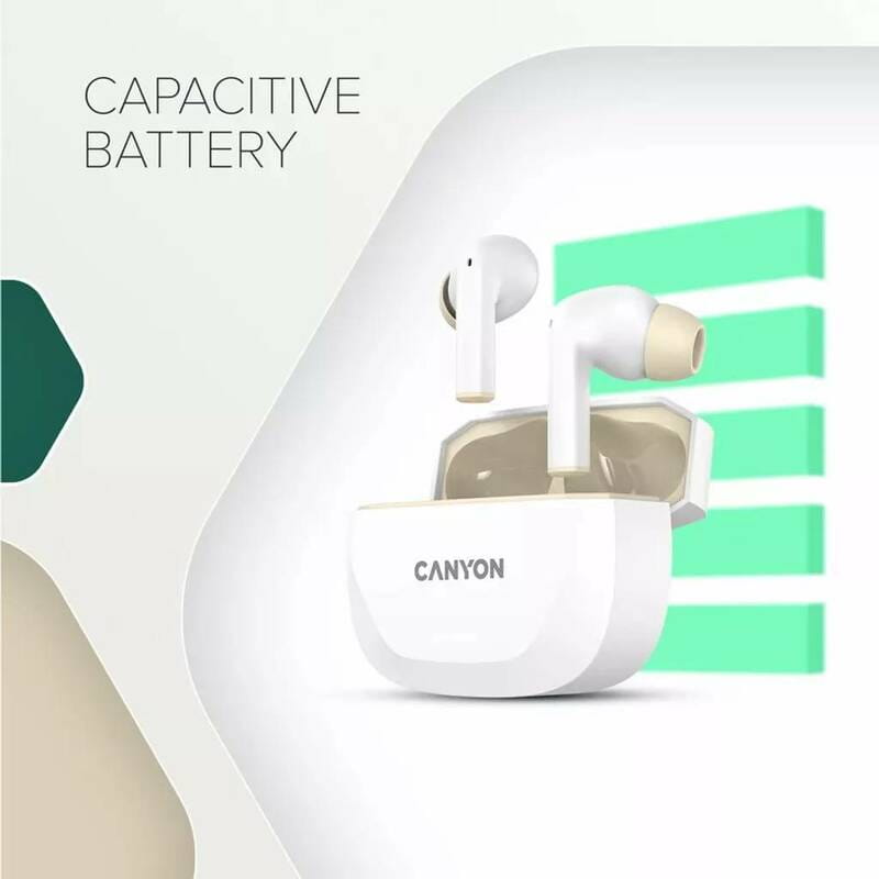 Bluetooth-гарнитура Canyon TWS-7 Hexagon White/Beige (CNS-TWS7WB)