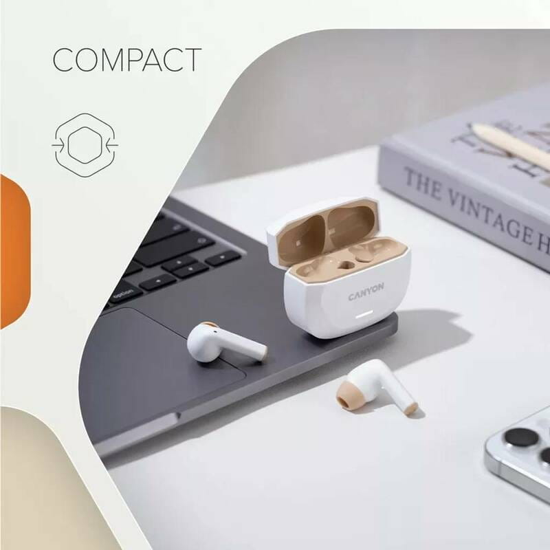 Bluetooth-гарнитура Canyon TWS-7 Hexagon White/Beige (CNS-TWS7WB)