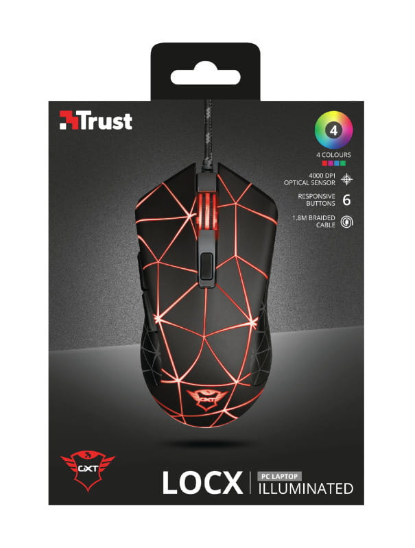 Миша Trust GXT 133 Locx Illuminated Gaming Black (22988)