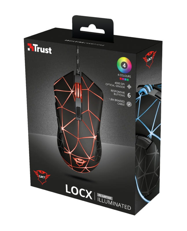 Миша Trust GXT 133 Locx Illuminated Gaming Black (22988)