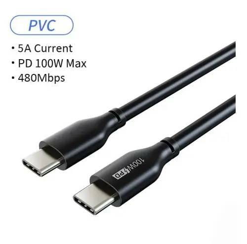 Кабель Cabletime USB Type-C - USB Type-C (M/M) PD 100W, 2 м, Black (CU02L)