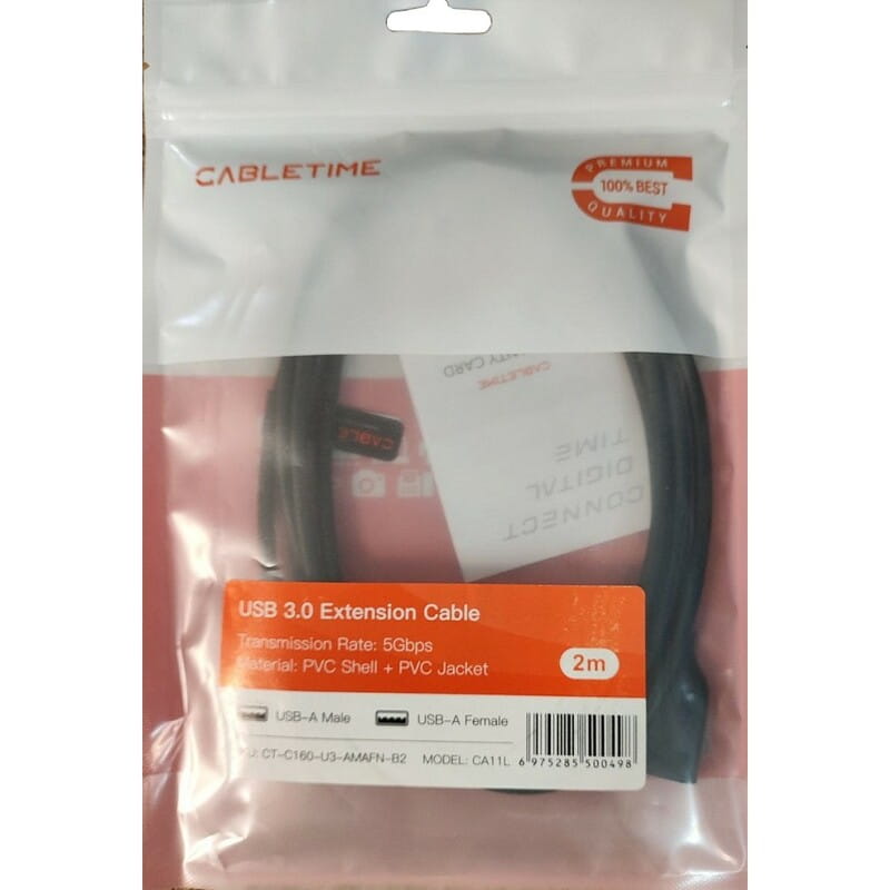 Кабель-удлинитель Cabletime USB - USB V 3.0 (M/F), 2 м, Black (CA11L)