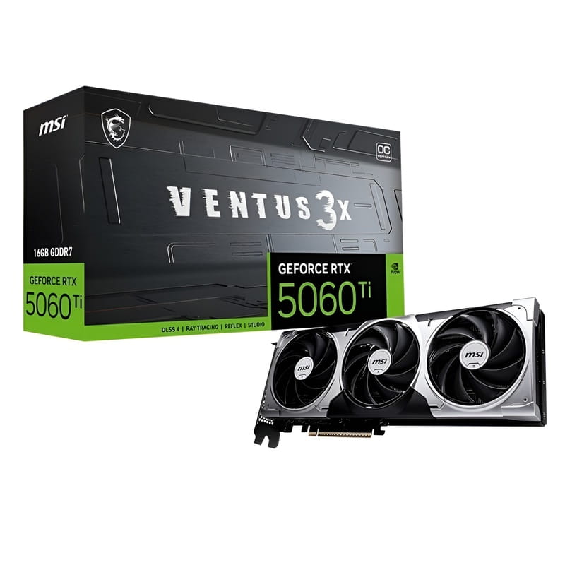 Відеокарта GF RTX 5060 Ti 16GB GDDR7 Ventus 3X OC MSI (GeForce RTX 5060 Ti 16G VENTUS 3X OC)