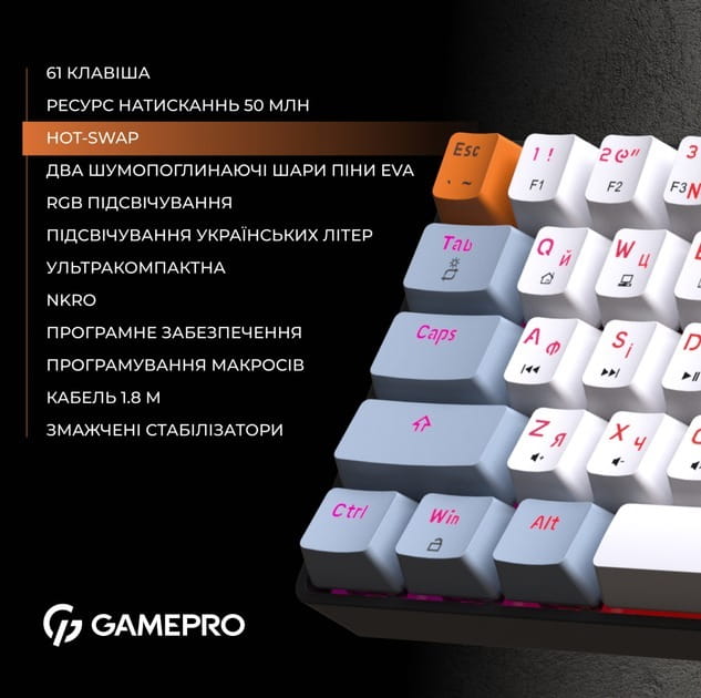 Клавиатура GamePro MK130R Red Swich Hot-Swap RGB Black_sample