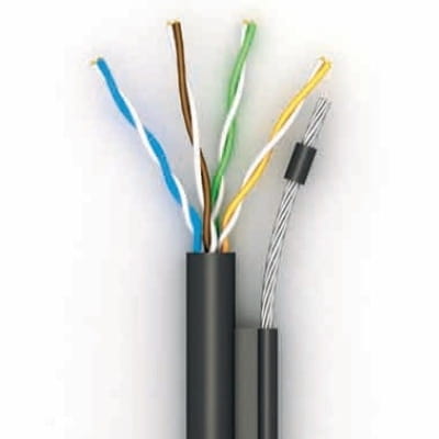 Кабель для внешней прокладки OK-Net КППт-ВП (100) UTP, CAT5e, 4х2х0.51, бухта 500м с тросом (49223_500м)