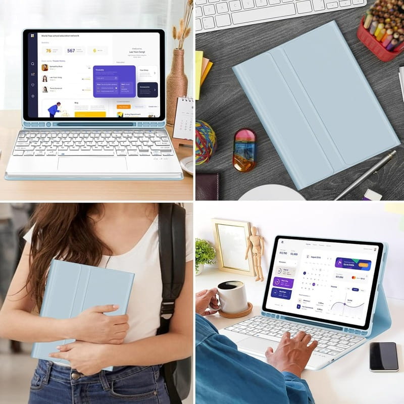 Чохол з бездротовою клавіатурою (TouchPad) BeCover для Apple iPad Air 11 (2024/2025) Light Blue (712598)