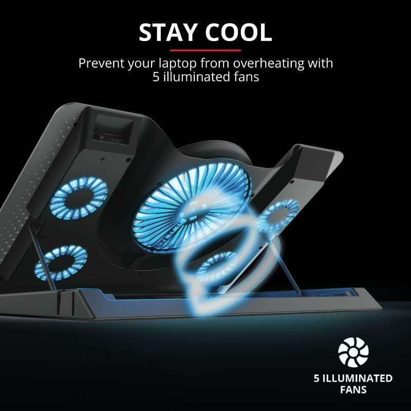 Охолоджуюча підставка для ноутбука Trust GXT 1125 Quno Blue LED 17.3" Black (23581)