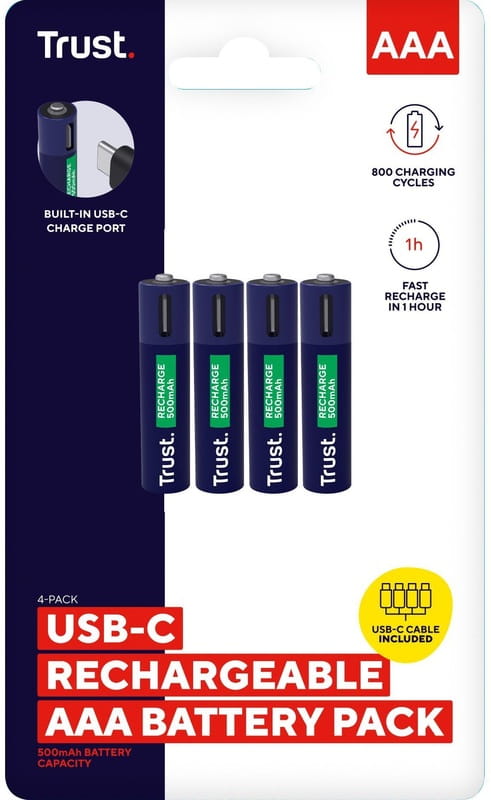Аккумулятор Trust AAA/HR03 500mAh 4шт (25671)