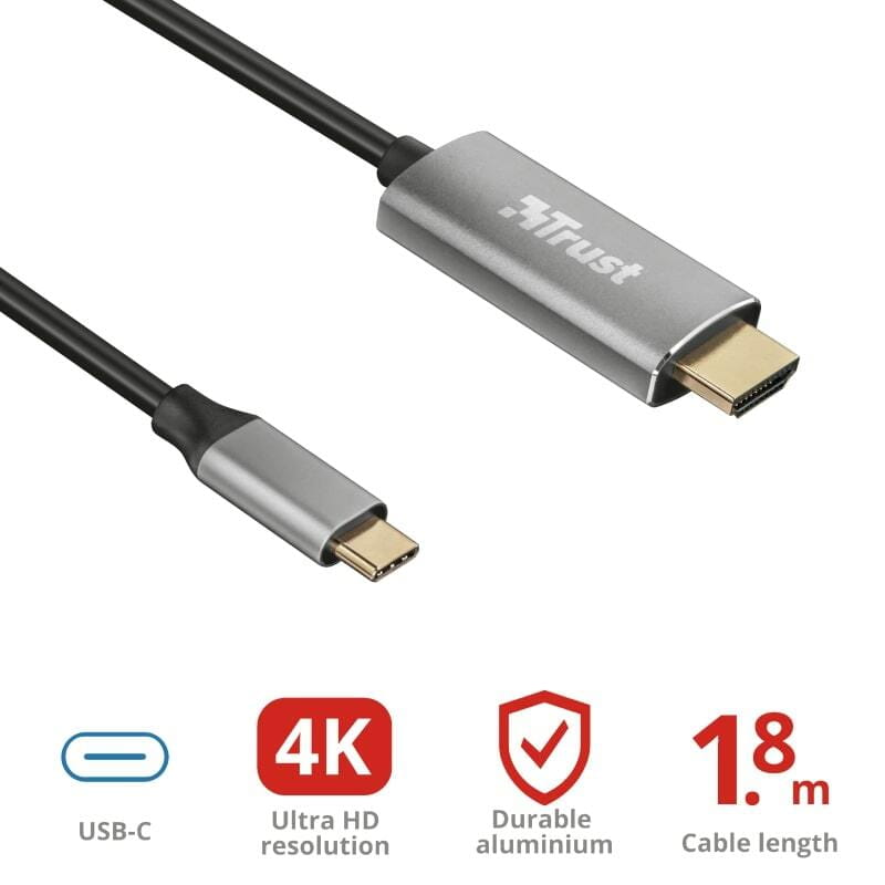 Кабель Trust Calyx HDMI - USB Type-C (M/M), 1.8 м, Black (23332)