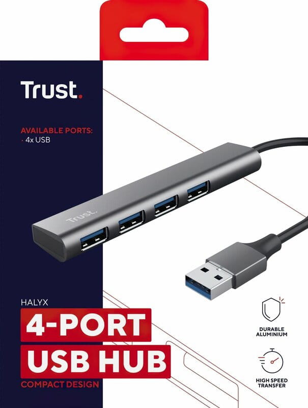 Концентратор Trust Halyx USB-A Grey (24947)