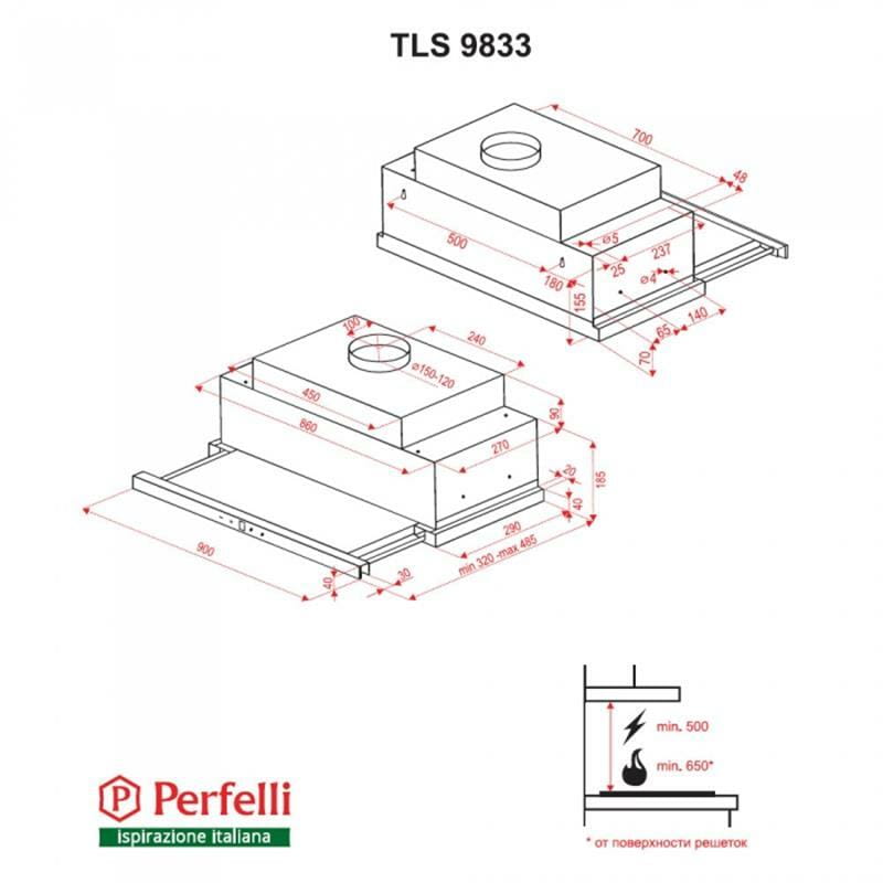 Витяжка Perfelli TLS 9833 W LED Strip