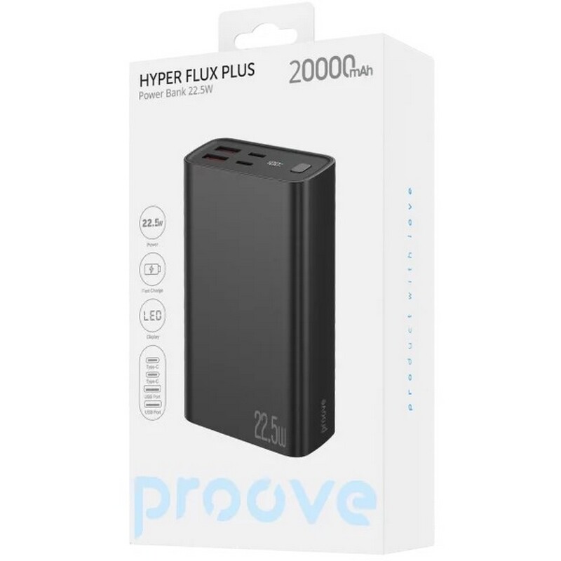 Универсальная мобильная батарея Proove Hyper Flux Plus 22.5W 20000mAh Black (PBF222120001)