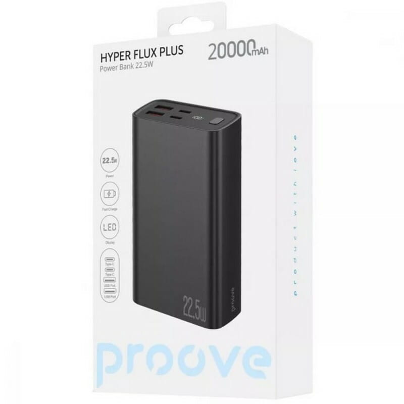 Универсальная мобильная батарея Proove Hyper Flux Plus 22.5W 20000mAh Black (PBF222120001)
