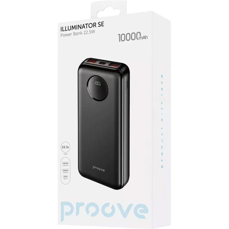 Универсальная мобильная батарея Proove Illuminator SE 22.5W 10000mAh Black (PBIL10212201)