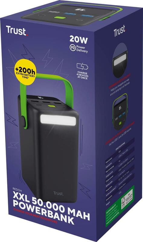 Універсальна мобільна батарея Trust Redoh 50000mAh 20W Black (25196)