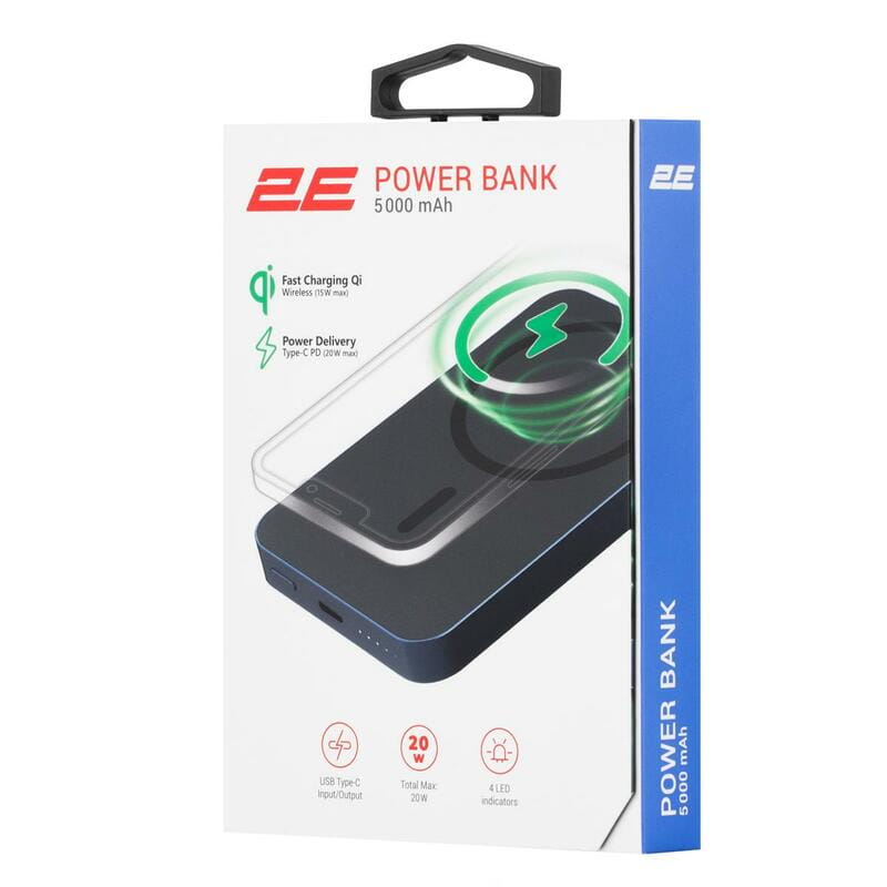 Универсальная мобильная батарея 2E Wireless QI 5000mAh Blue (2E-PB0545-BLUE)