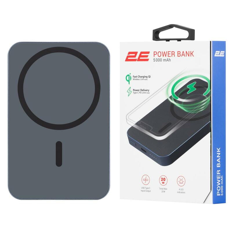 Универсальная мобильная батарея 2E Wireless QI 5000mAh Blue (2E-PB0545-BLUE)