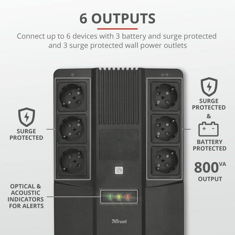ИБП Trust Maxxon 800VA, UPS, Black (23326)