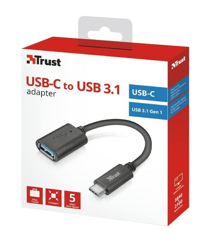 Адаптер Trust Calyx USB - USB Type-C (F/M), Black (20967)
