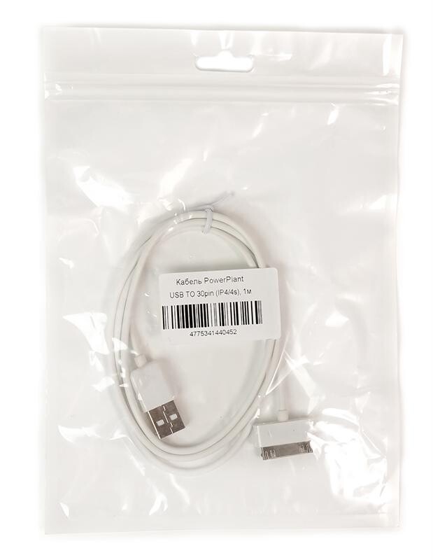 Кабель PowerPlant USB-Apple 30pin, 1м White (DV00DV4045)