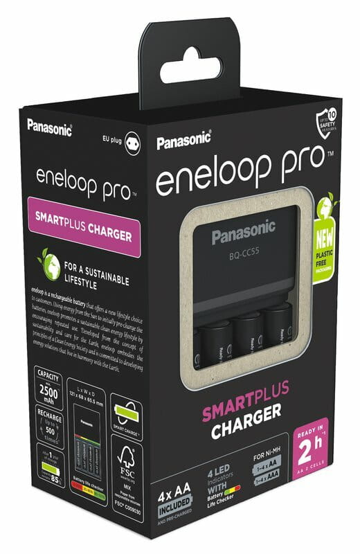 Заряднoe устройство Panasonic Smart-Quick Charger + Eneloop Pro BQ-CC55 AA/HR06 Ni-Mh 2500 mAh BL 4 шт