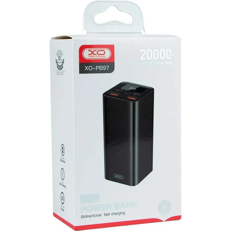 Універсальна мобільна батарея XO PB97 20000mAh 65W Black