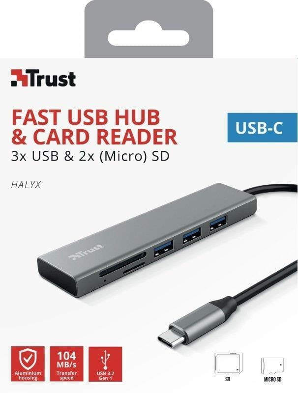 Концентратор USB Type-C Trust Halyx (24191) 3хUSB3.2, microSD/SD (24191)