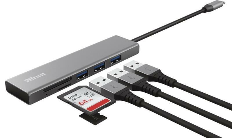 Концентратор USB Type-C Trust Halyx (24191) 3хUSB3.2, microSD/SD (24191)