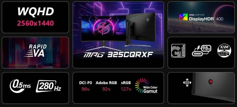 Монітор MSI 31.5" MPG 325CQRXF VA Black Curved 280Hz