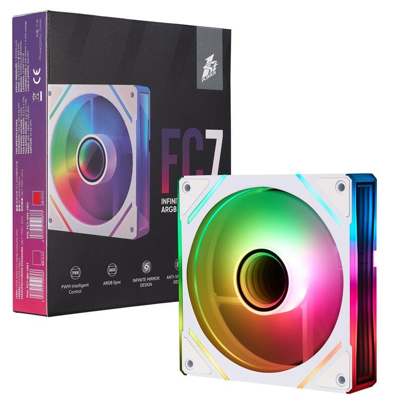 Вентилятор 1stPlayer FC7 White (FC7-WH-1IN1)