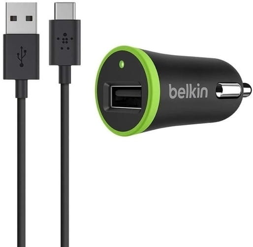 Автомобильное зарядное устройство Belkin (1USB, 2.4A) Black (F7U002bt06-BLK) + кабель Type-C_OEM